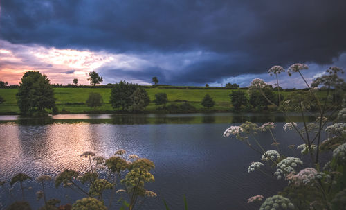 Scenic view of lake against sky