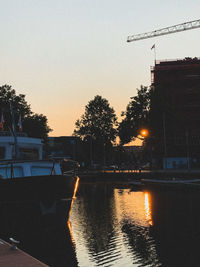 View of city at sunset