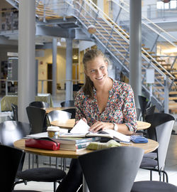 University student sitting in cafe