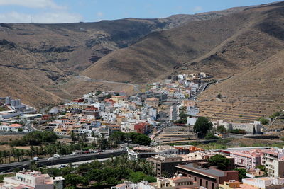 High angle view of townscape against sky