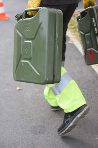 Rear view of a man on the road