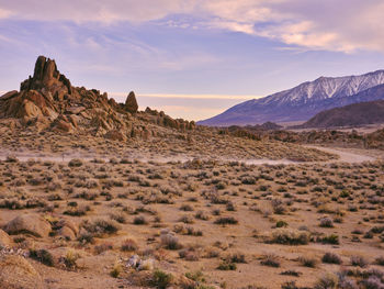 Scenic view of desert landscape against sky