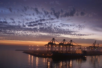 Scenic view of sea at sunset