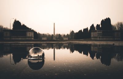 Reflection of buildings in lake