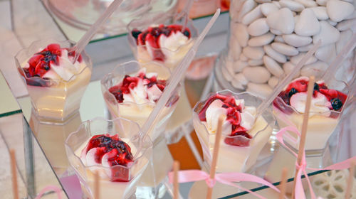 Close-up of ice creams in containers