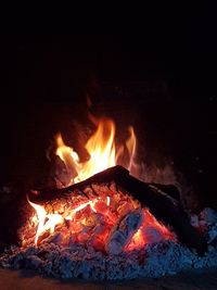 Close-up of bonfire at night