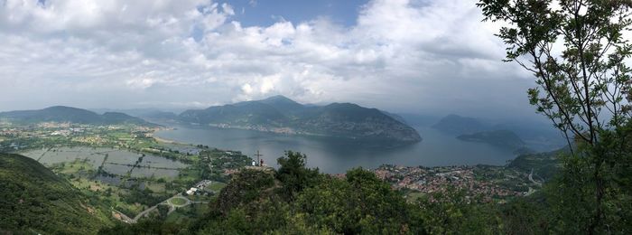 Panoramic view of landscape and mountains against sky