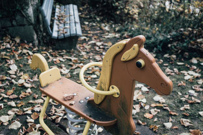 Close-up of rocking horse