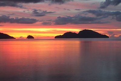 Scenic view of sea at sunset