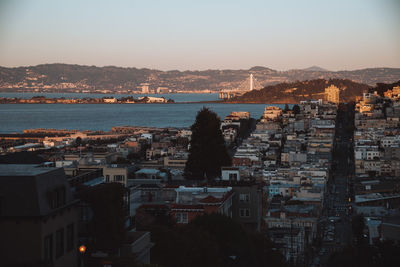 High angle view of buildings in city