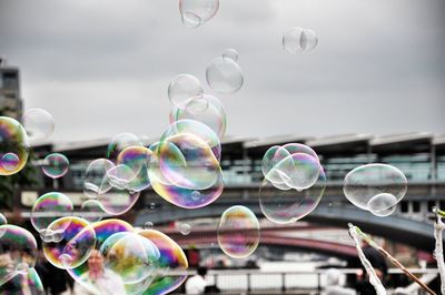 Close-up of soap sud bubbles