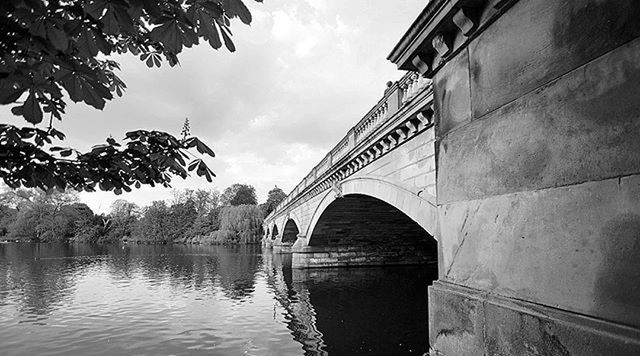 architecture, built structure, connection, bridge - man made structure, water, arch, bridge, sky, arch bridge, river, building exterior, waterfront, canal, reflection, tree, transportation, engineering, cloud - sky, footbridge, low angle view