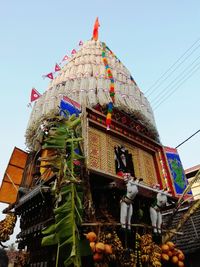 Low angle view of traditional building against clear sky