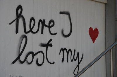 Close-up of text on heart shape