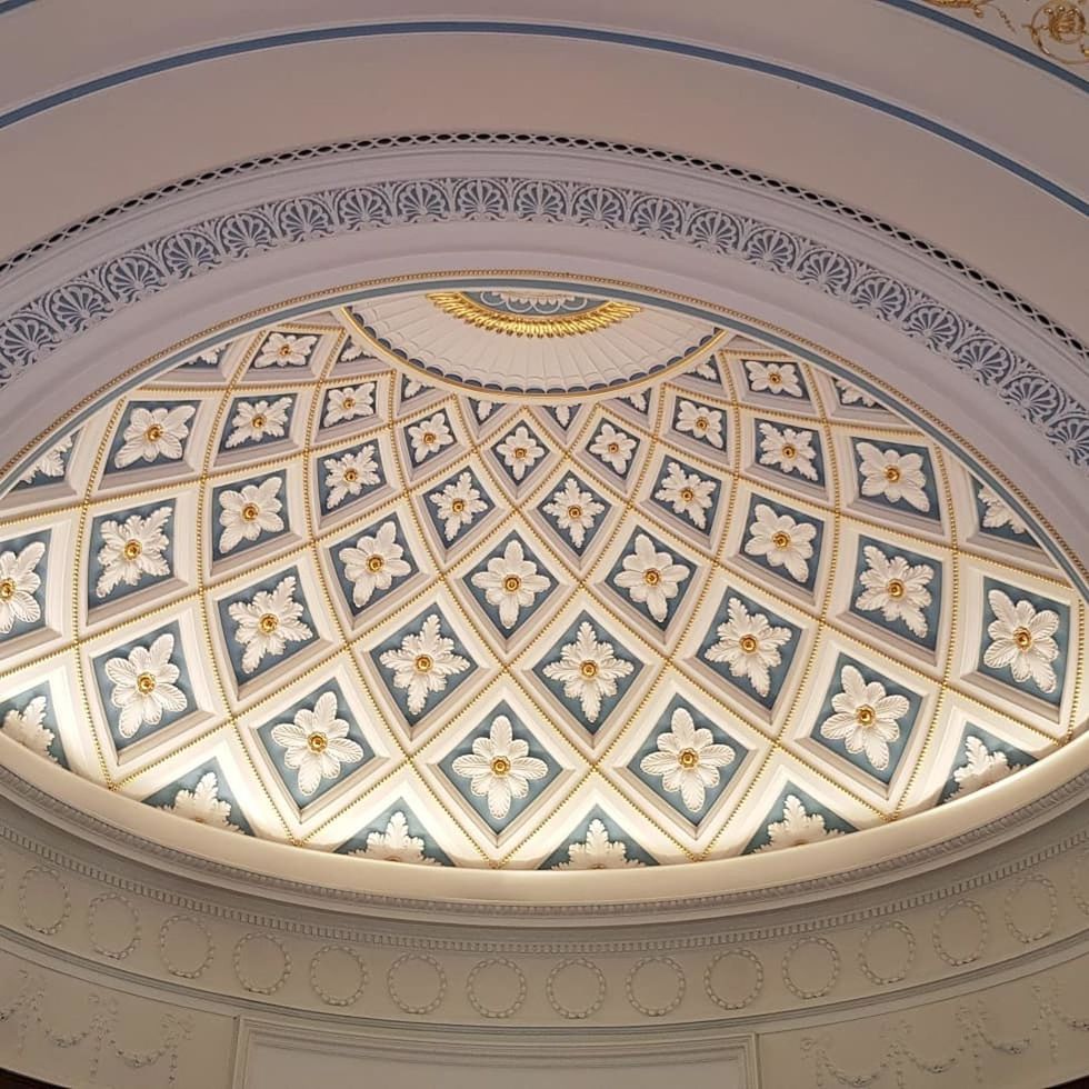 indoors, architecture, low angle view, pattern, built structure, design, ceiling, no people, dome, place of worship, art and craft, religion, craft, creativity, building, shape, geometric shape, ornate, belief, architecture and art, cupola, directly below