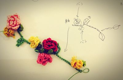 Close-up of flowers on wall