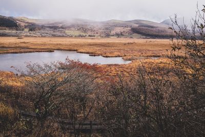 Scenic view of lake against sky