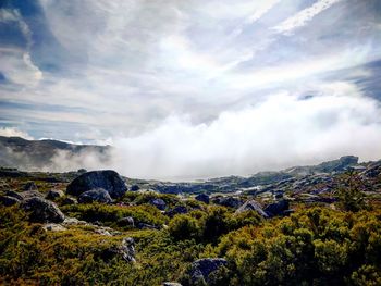 Scenic view of mountains against sky