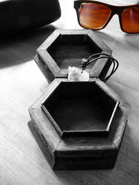 High angle view of sunglasses on table