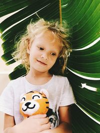 Portrait of cute girl smiling