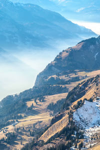 High angle view of mountains against sky