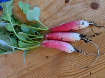High angle view of vegetables on table