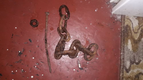 Close-up of rusty metal door