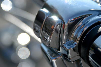 Close-up of motorcycle handle