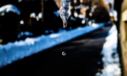 Close-up of frozen water