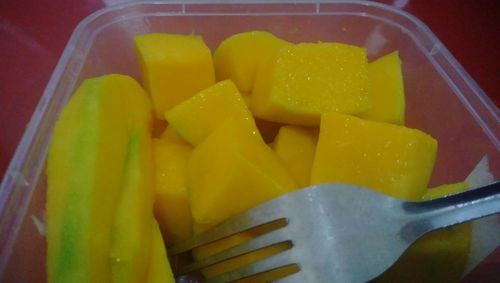 High angle view of fruits in bowl