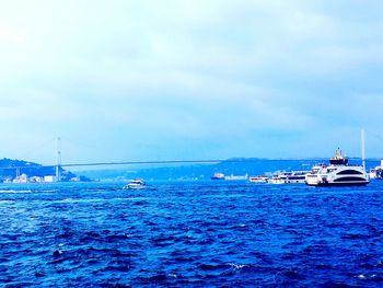 Boat sailing in sea