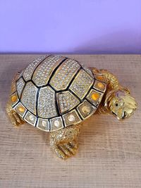 High angle view of animal sculpture on table