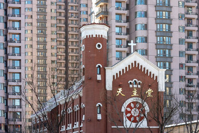 Low angle view of buildings in city