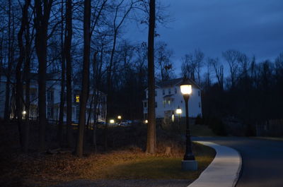 Illuminated street light at night