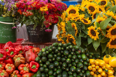 Close-up of fruits for sale at market stall