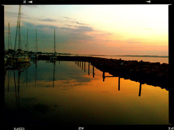 Scenic view of sea at sunset