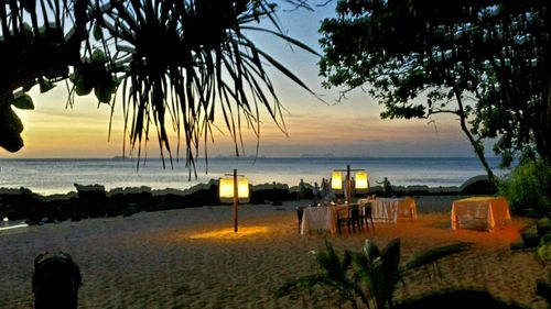 Scenic view of sea at sunset