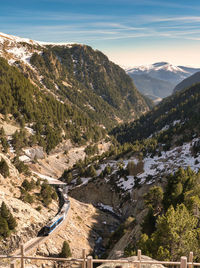 High angle view of mountain range against sky