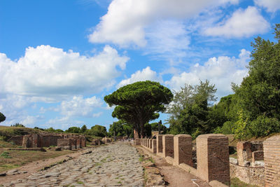 View of old ruin building against cloudy sky