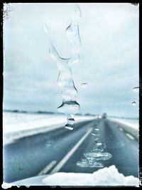 Close-up of frozen water