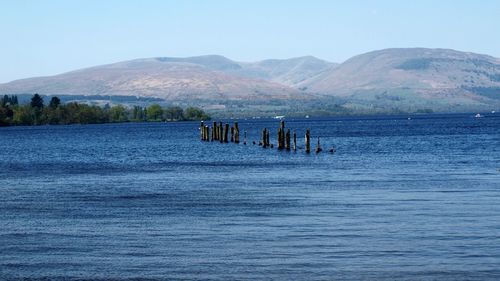 Scenic view of lake and mountains