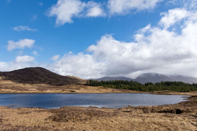 Scenic view of landscape and mountains against sky