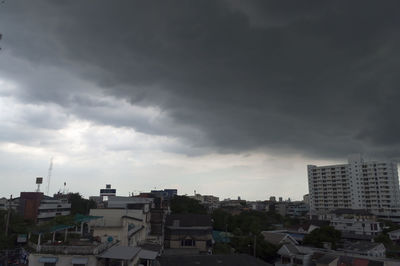 Cityscape against cloudy sky