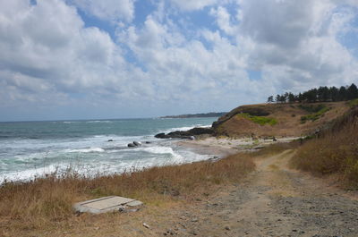 Scenic view of beach against sky