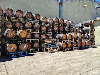 Stack of firewood in container