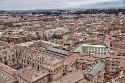 High angle view of buildings in city