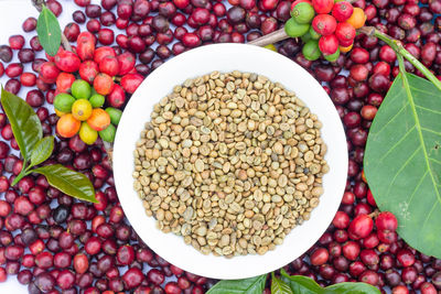 High angle view of fruits in container