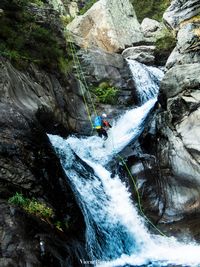 Scenic view of waterfall