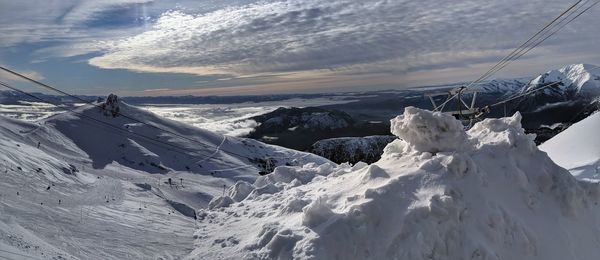 Snow covered mountain against sky