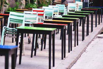 Empty chairs in row